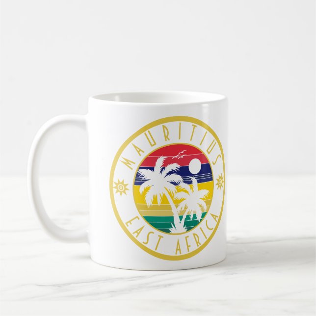 Mauritius East Africa Retro Sunset Souvenirs 60s Coffee Mug (Left)