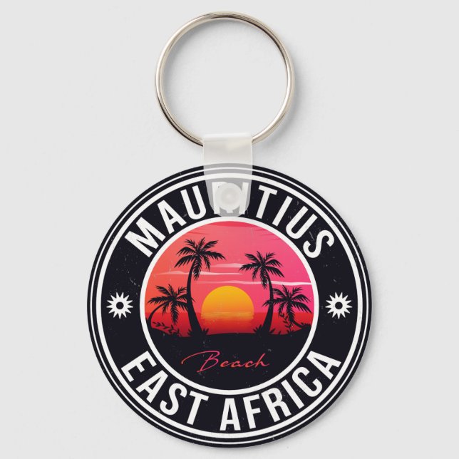 Mauritius East Africa Retro Sunset Souvenirs 60s Key Ring (Front)