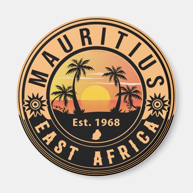 Mauritius East Africa Retro Sunset Souvenirs 60s Magnet (Front)