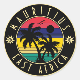 Mauritius East Africa Vintage Palm Trees Souvenirs Classic Round Sticker