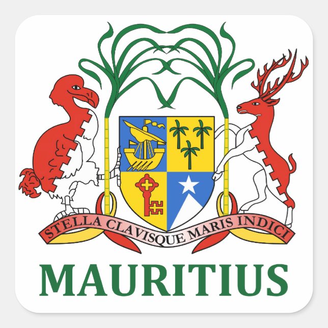 mauritius - emblem/flag/coat of arms/symbol square sticker (Front)
