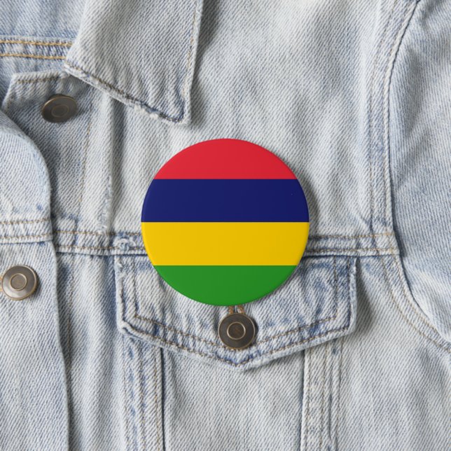 Mauritius flag 7.5 cm round badge (In Situ)