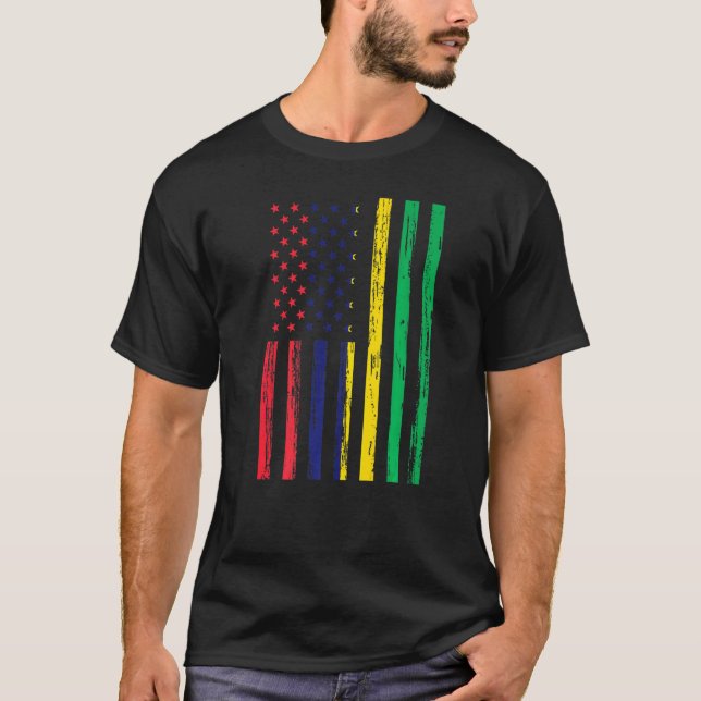 Mauritius Flag America Us It Is In My Dna  Mauriti T-Shirt (Front)