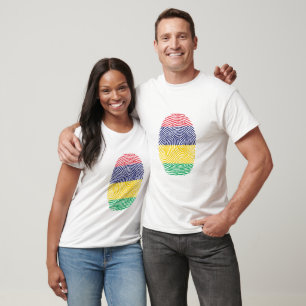 Mauritius Flag Fingerprint T-Shirt