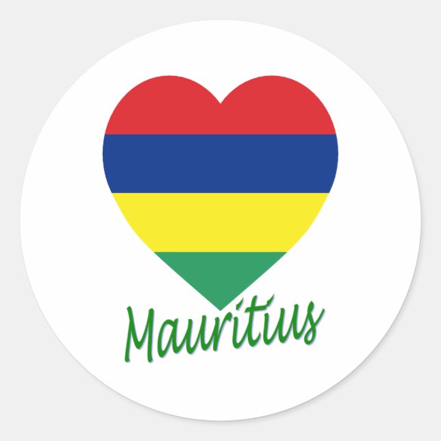 Mauritius Flag Heart Classic Round Sticker (Front)
