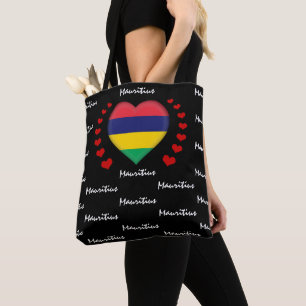 Mauritius Flag & Heart, Flag fashion /sport Tote Bag
