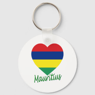 Mauritius Flag Heart Key Ring