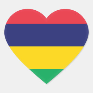 Mauritius Flag Heart Sticker