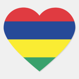 Mauritius Flag Heart Sticker