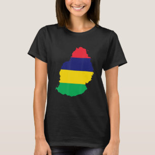 Mauritius flag in Mauritius outline Mauritius T-Shirt
