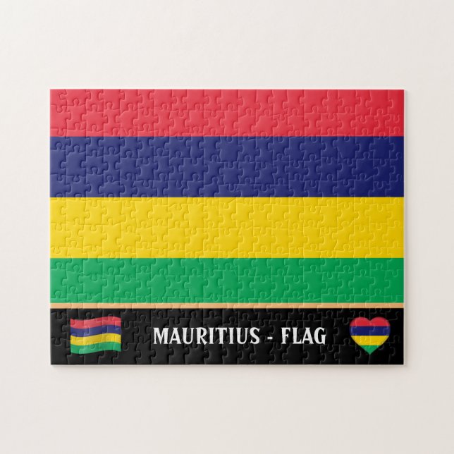 Mauritius Flag & Mauritius country / Mauritius Jigsaw Puzzle (Horizontal)