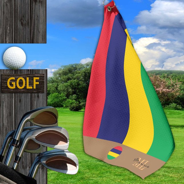 Mauritius flag & Mauritius monogrammed /Africa Golf Towel (Creator Uploaded)