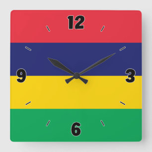 Mauritius Flag Patriotic Square Wall Clock