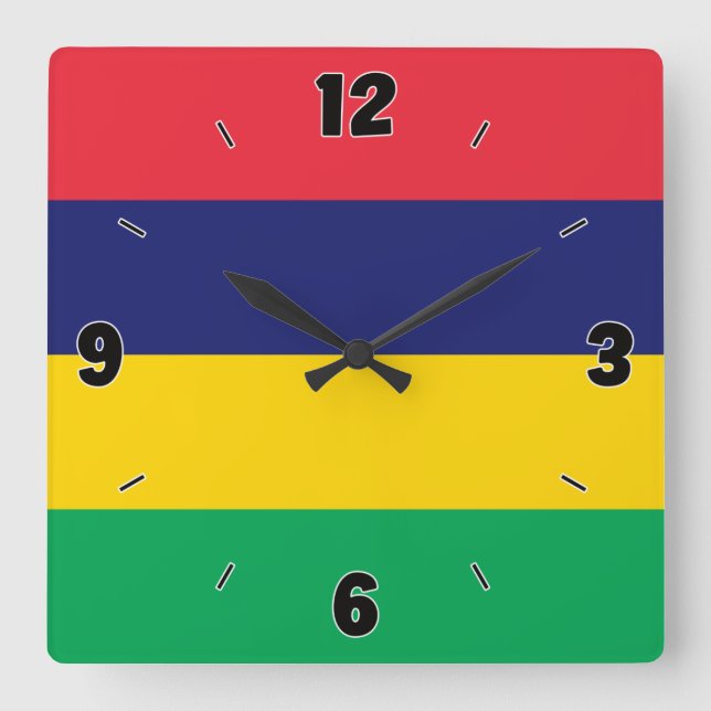 Mauritius Flag Patriotic Square Wall Clock (Front)
