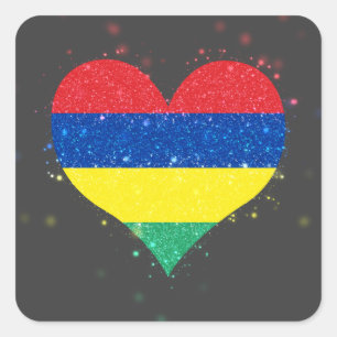 Mauritius Flag Shining Beautiful Square Sticker