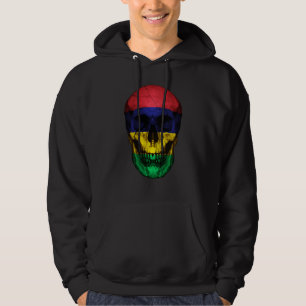 Mauritius Flag Skull Mauritian Roots Proud Patriot Hoodie