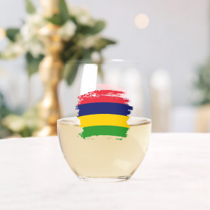 Mauritius flag stemless wine glass