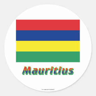 Mauritius Flag with Name Classic Round Sticker