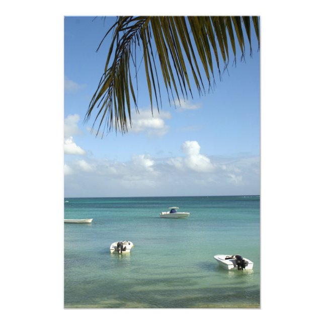 Mauritius, Grand Baie. Boats anchored in the Photo Print (Front)