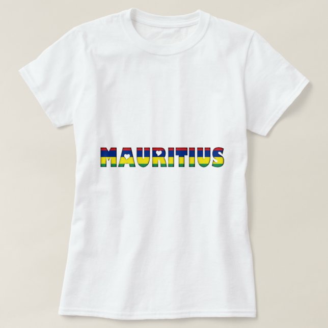 Mauritius Hearts Typography Country Flag T-Shirt (Design Front)