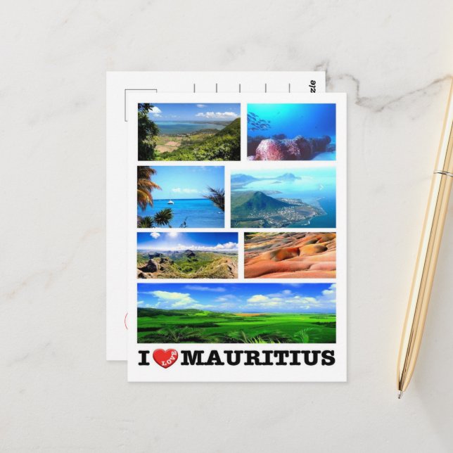 Mauritius - I Love - Postcard (Front/Back In Situ)