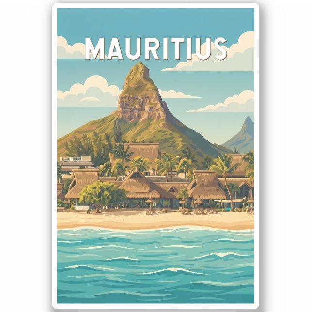 Mauritius Illustration Travel Art Vintage (Front)