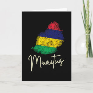 Mauritius Island Vintage Flag Ocean Indian Vacatio Card