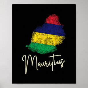 Mauritius Island Vintage Flag Ocean Indian Vacatio Poster