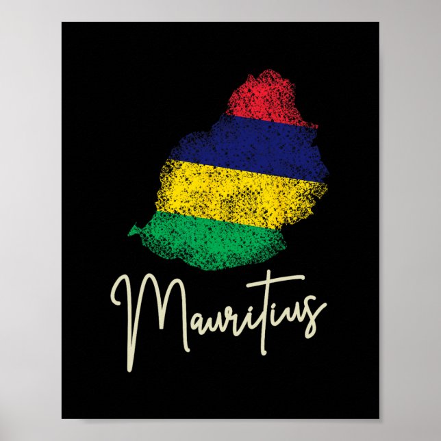 Mauritius Island Vintage Flag Ocean Indian Vacatio Poster (Front)