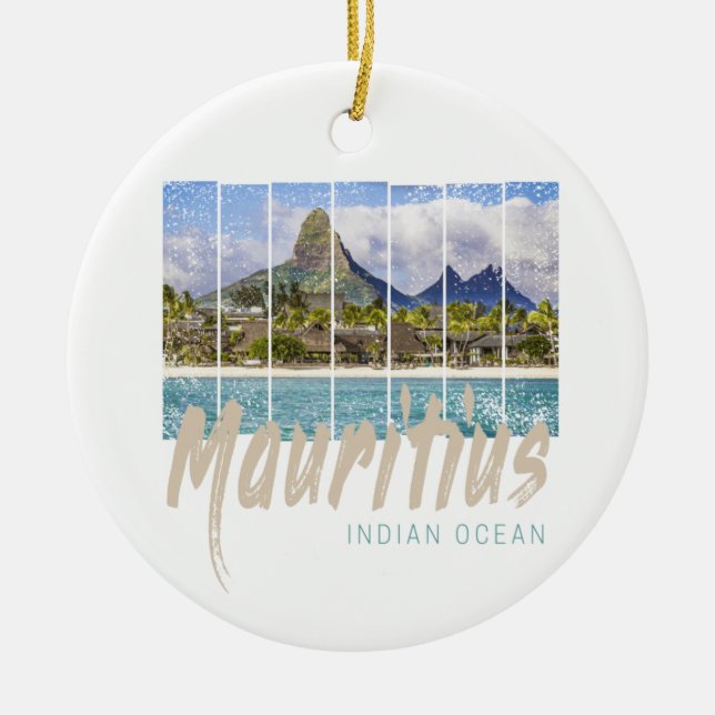 Mauritius Le Morne Brabant Mountain Souvenir Ceramic Tree Decoration (Front)
