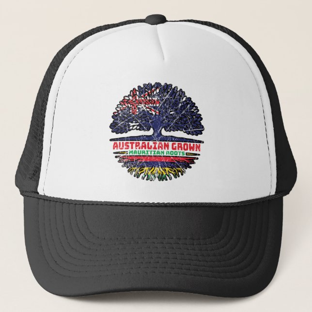 Mauritius Mauritian Australian Australia Tree Flag Trucker Hat (Front)
