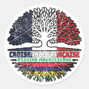Mauritius Mauritian French France Tree Roots Flag Classic Round Sticker