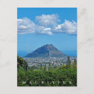 Mauritius mountain and clouds view postcard
