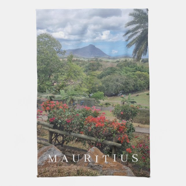 Mauritius panoramic view tea towel (Vertical)
