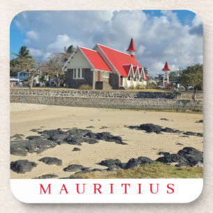 Mauritius red church view coasters