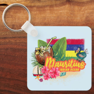 Mauritius Retro Indian Ocean Dodo and Flag Vintage Key Ring