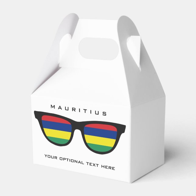 Mauritius Shades custom text & colour favour box (Front Side)