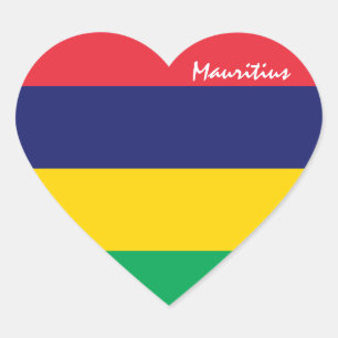 Mauritius Sticker, Heart, Patriotic Mauritius Flag Heart Sticker