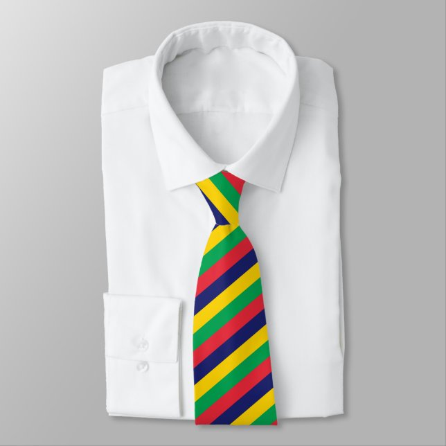 Mauritius Ties, fashion Mauritius Flag, business Tie (Tied)