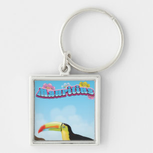 Mauritius travel poster key ring