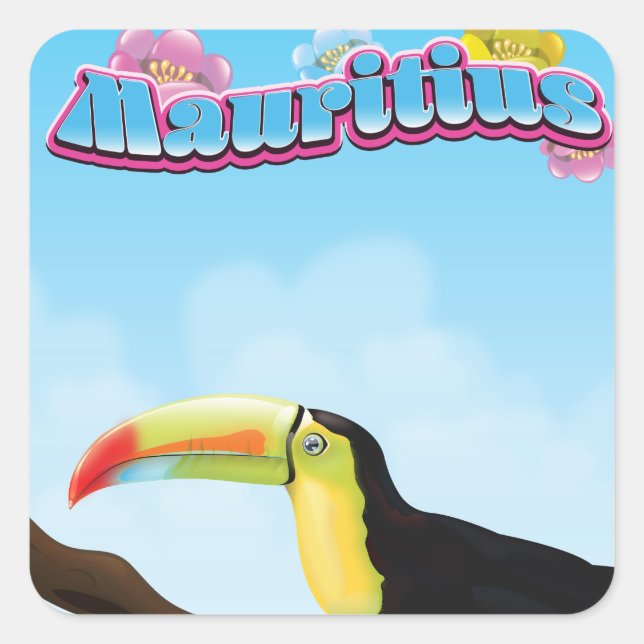 Mauritius travel poster square sticker (Front)