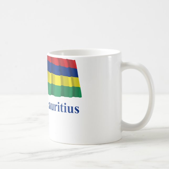 Mauritius Waving Flag with Name Coffee Mug (Right)