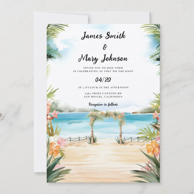 Mauritius Wedding Invitation destination wedding (Front)