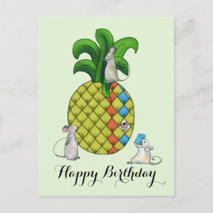Mäuse nähen Ananas Postcard