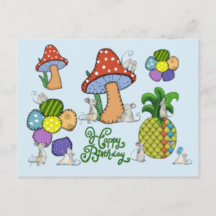 Mäuse nähen kunterbunt postcard