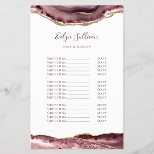 Mauve agate price list flyer