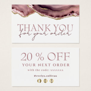 Mauve agate thank you discount card