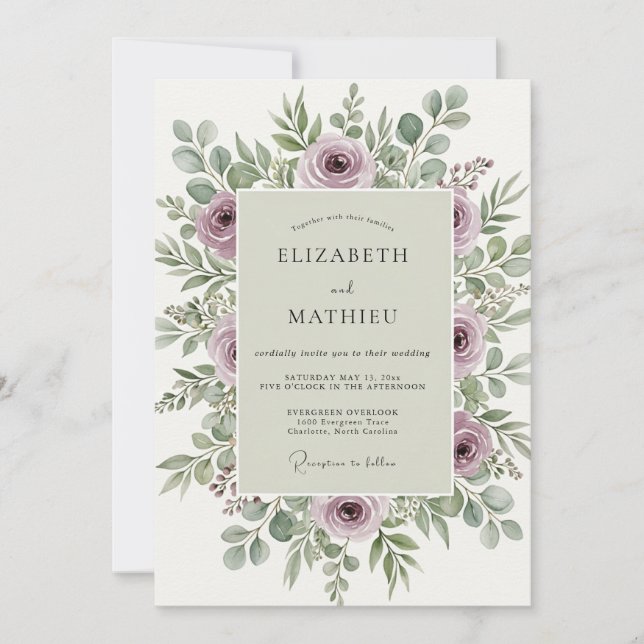 Mauve Alluring Spring Wedding Invitation (Front)