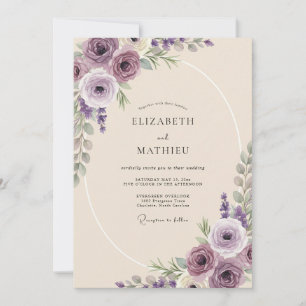 Mauve Amethyst Leaf Wedding Invitation