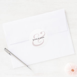Mauve Ampersand Wedding Monogram Envelope Classic Round Sticker